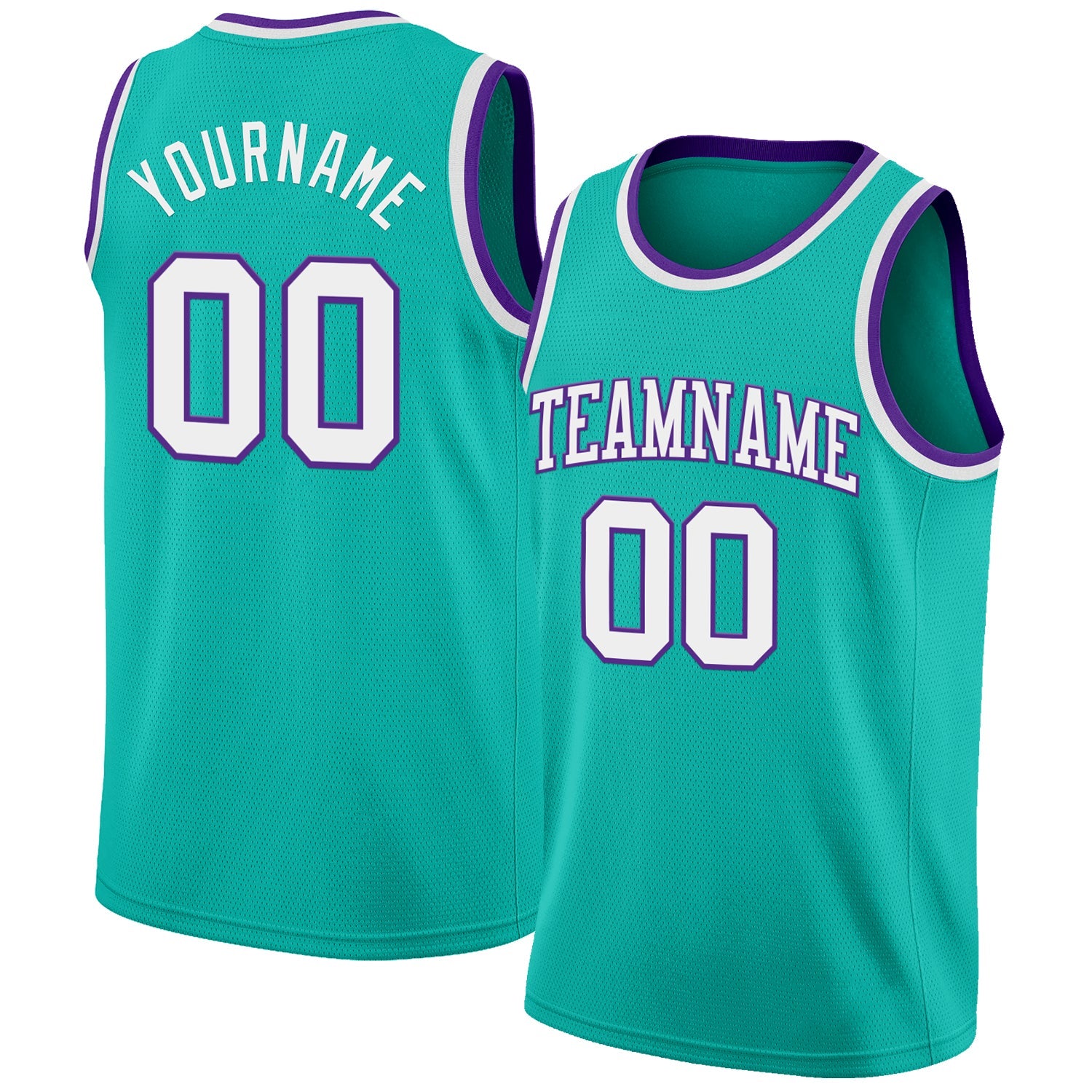 Custom Aqua White-Purple Authentic Basketball Jersey - Main View