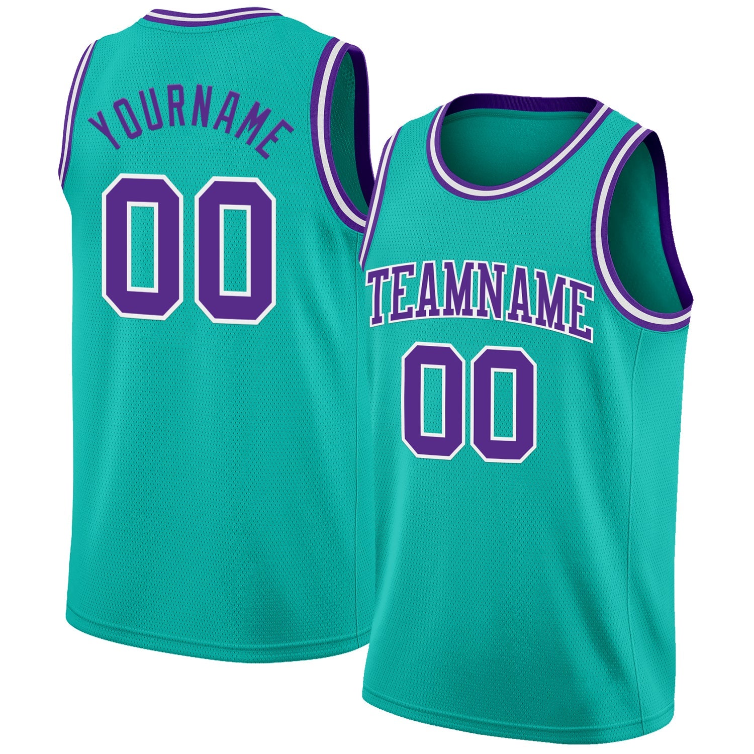 Custom Aqua Purple-White Authentic Basketball Jersey - Main View