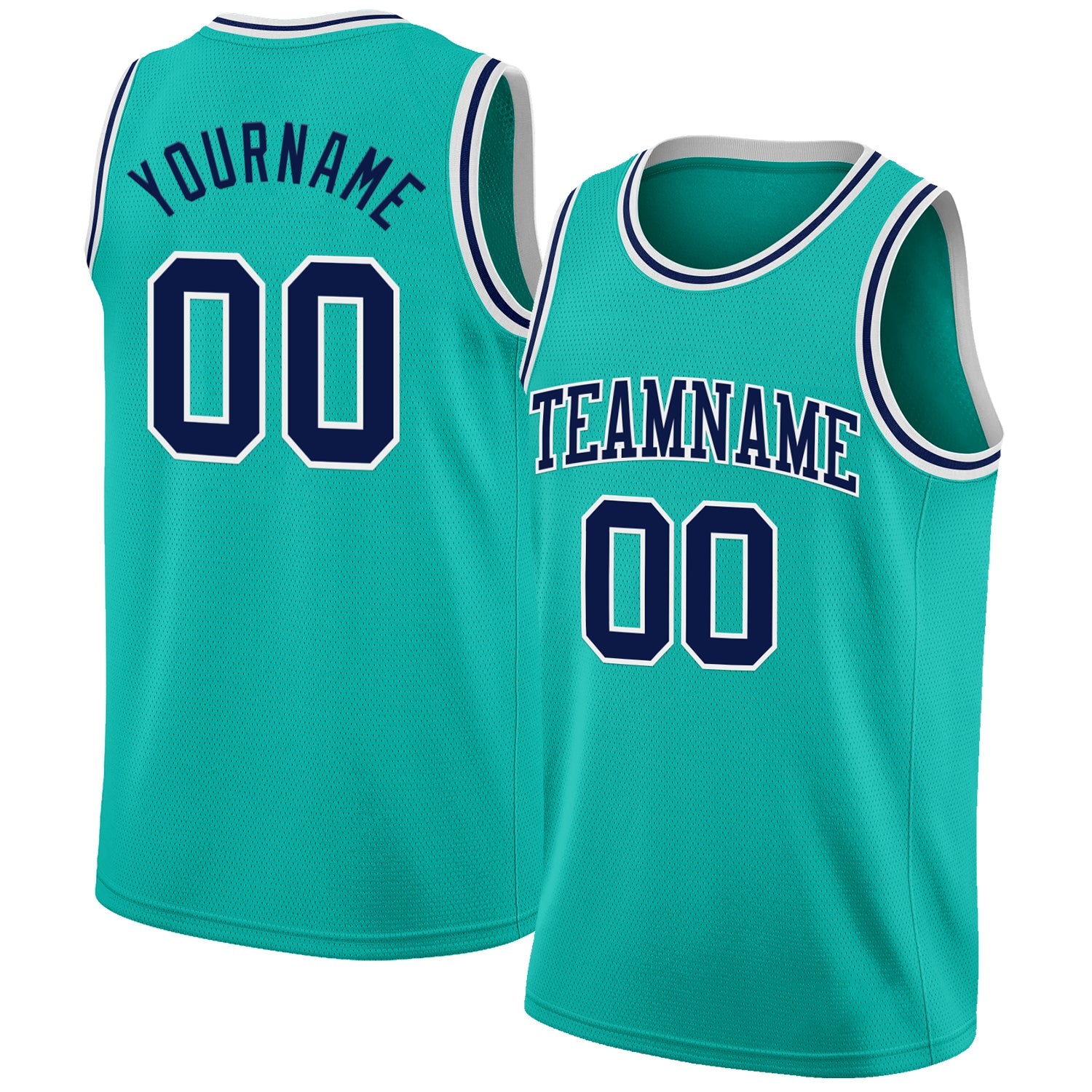 Custom Aqua Navy-White Authentic Basketball Jersey - Main View