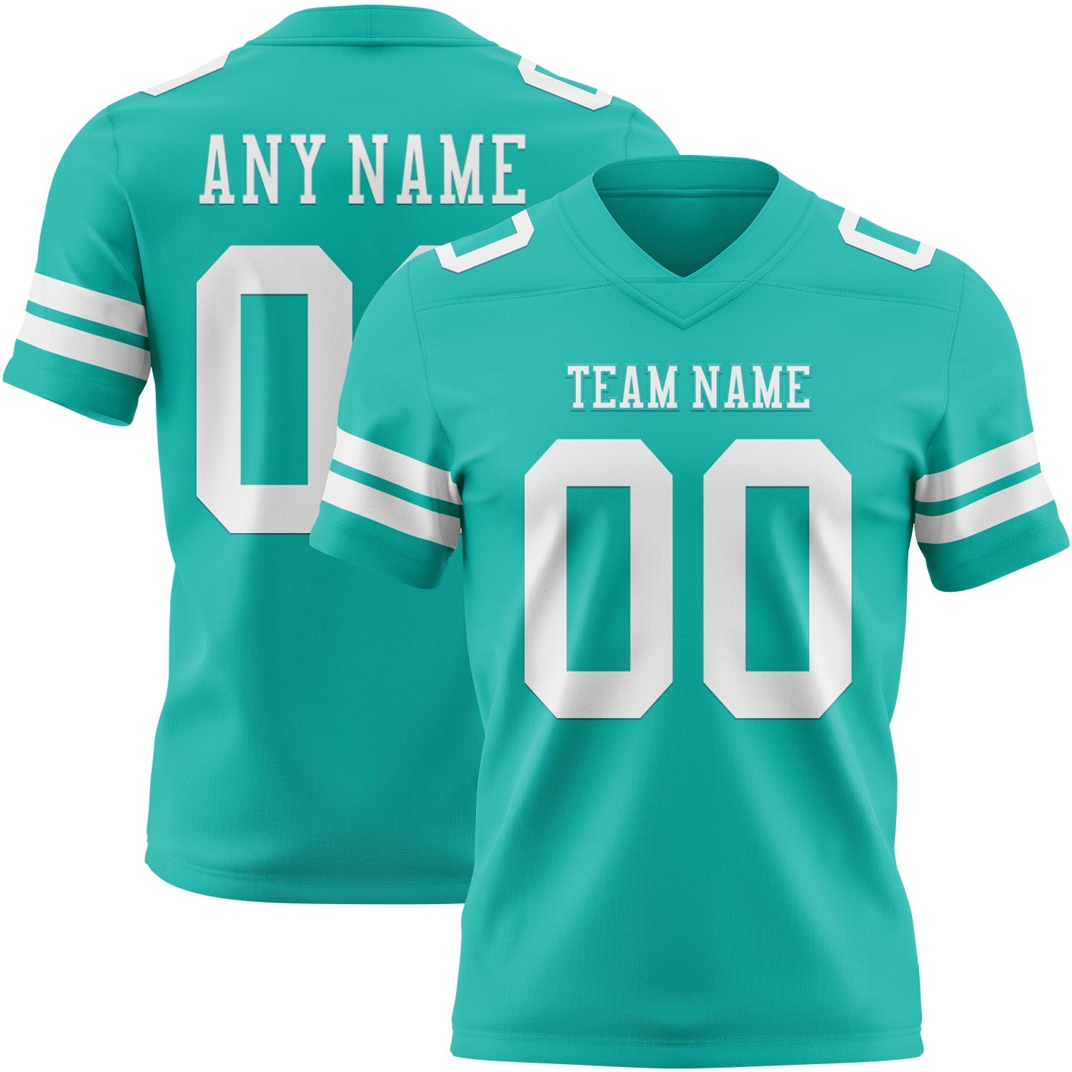 Custom Aqua White Authentic Football Jersey - Main View
