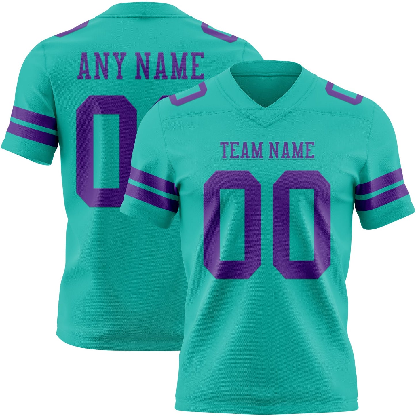 Custom Aqua Purple Authentic Football Jersey - Main View