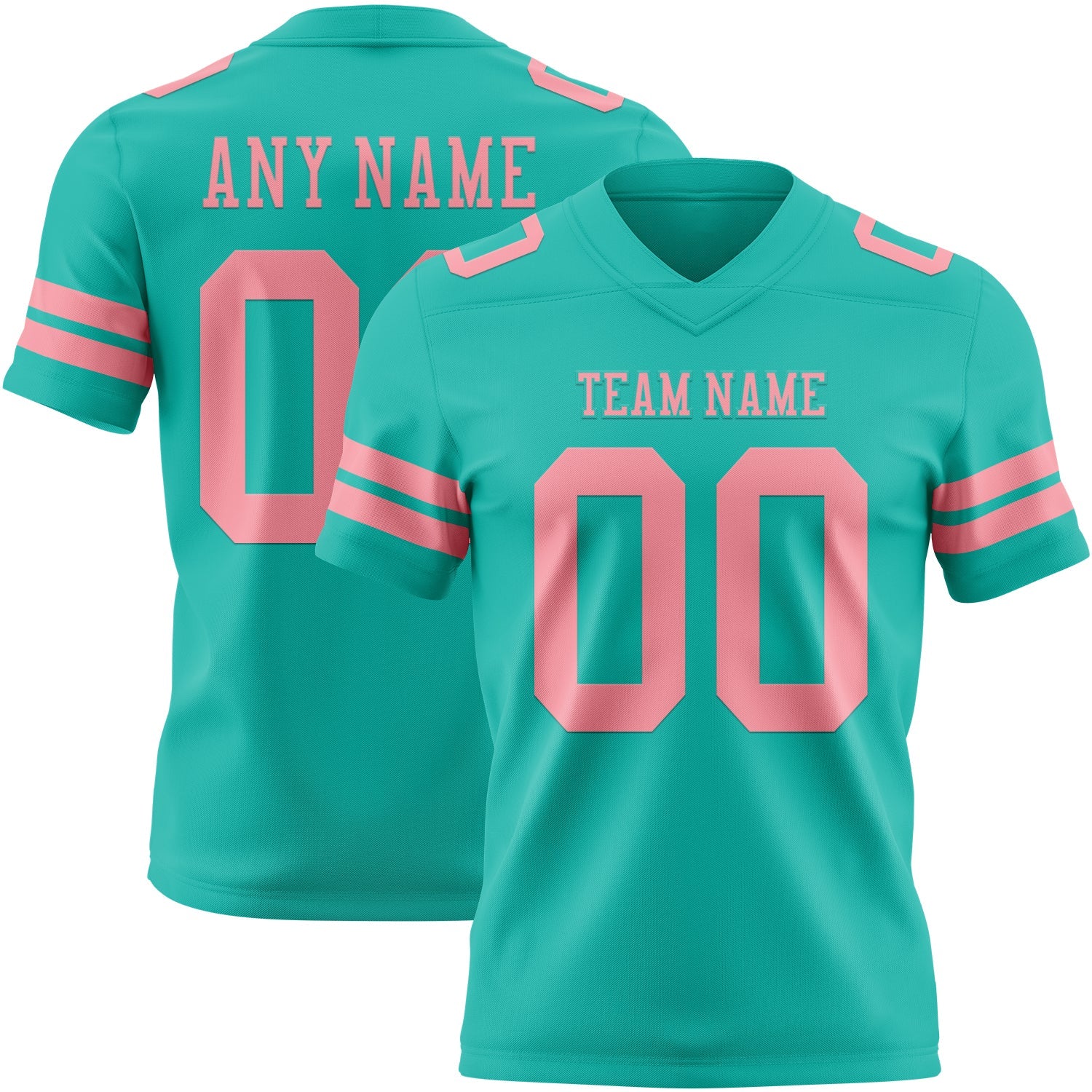 Custom Aqua Medium Pink Authentic Football Jersey - Main View