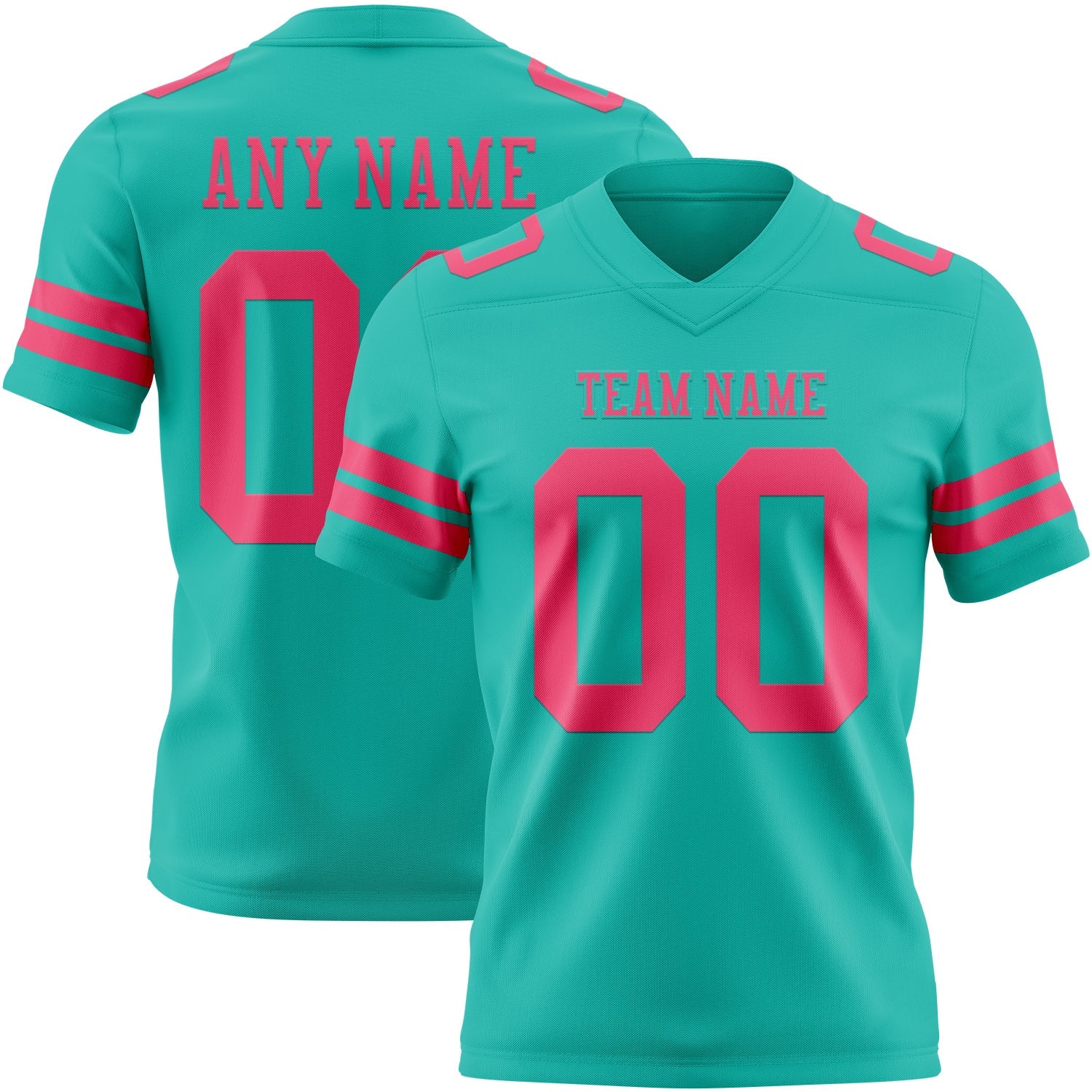 Custom Aqua Neon Pink Authentic Football Jersey - Main View