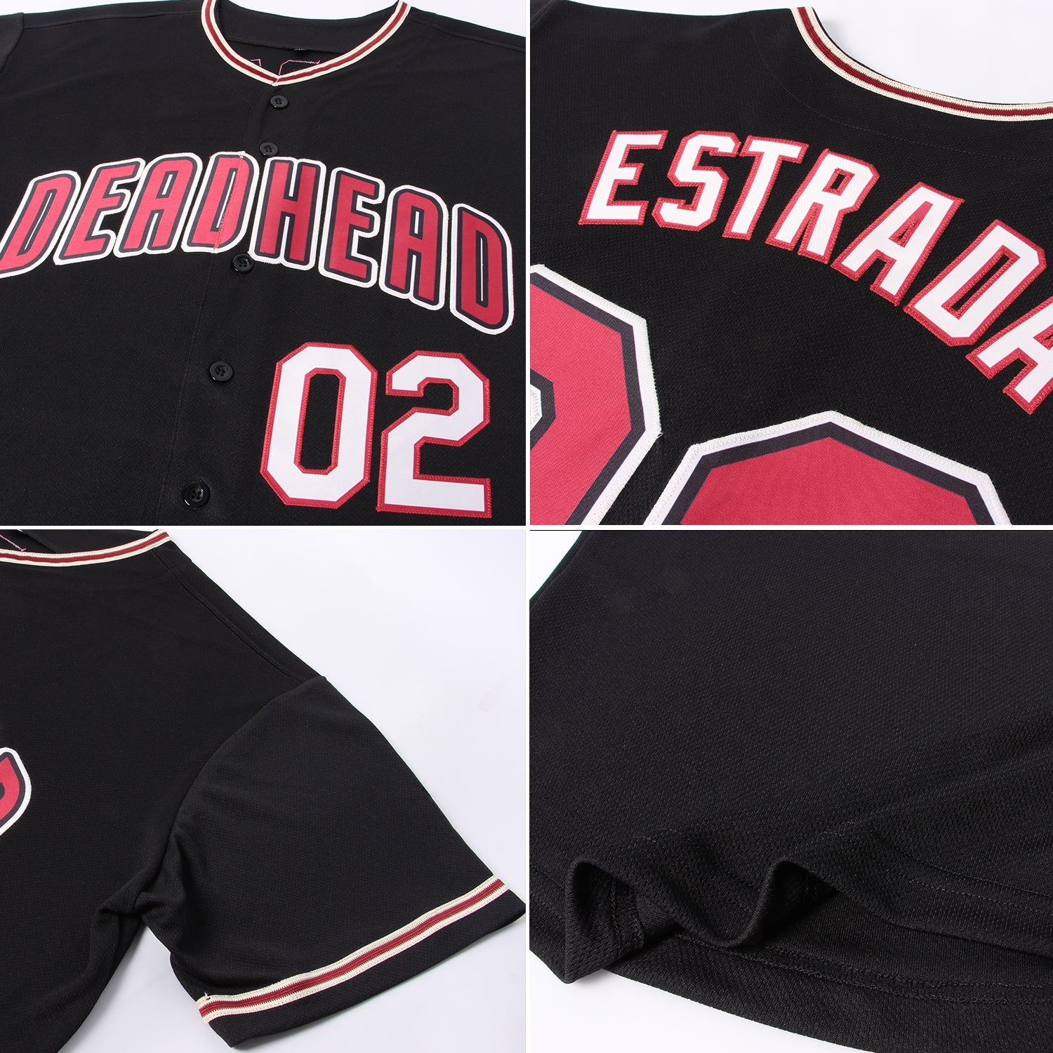 Custom Black Crimson-City Cream Baseball Jersey view 6