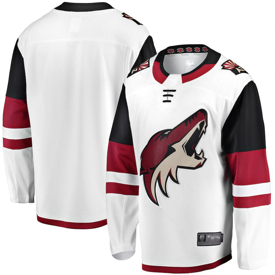 A.Coyotes Fanatics Branded Breakaway Away Jersey White Stitched American Hockey Jerseys - Main View