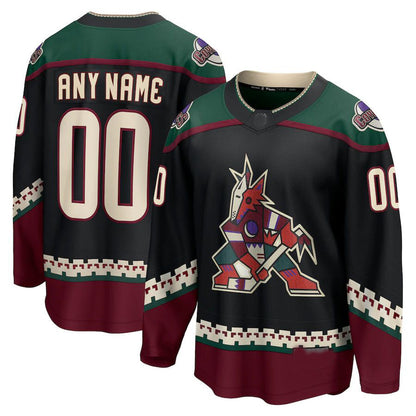 Custom A.Coyotes Fanatics Branded  Home Breakaway Jersey Black Stitched American Hockey Jerseys - Main View