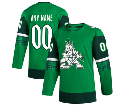 Custom A.Coyotes 2023 St. Patrick's Day Primegreen Authentic Jersey - Kelly Green Stitched American Hockey Jerseys - Main View
