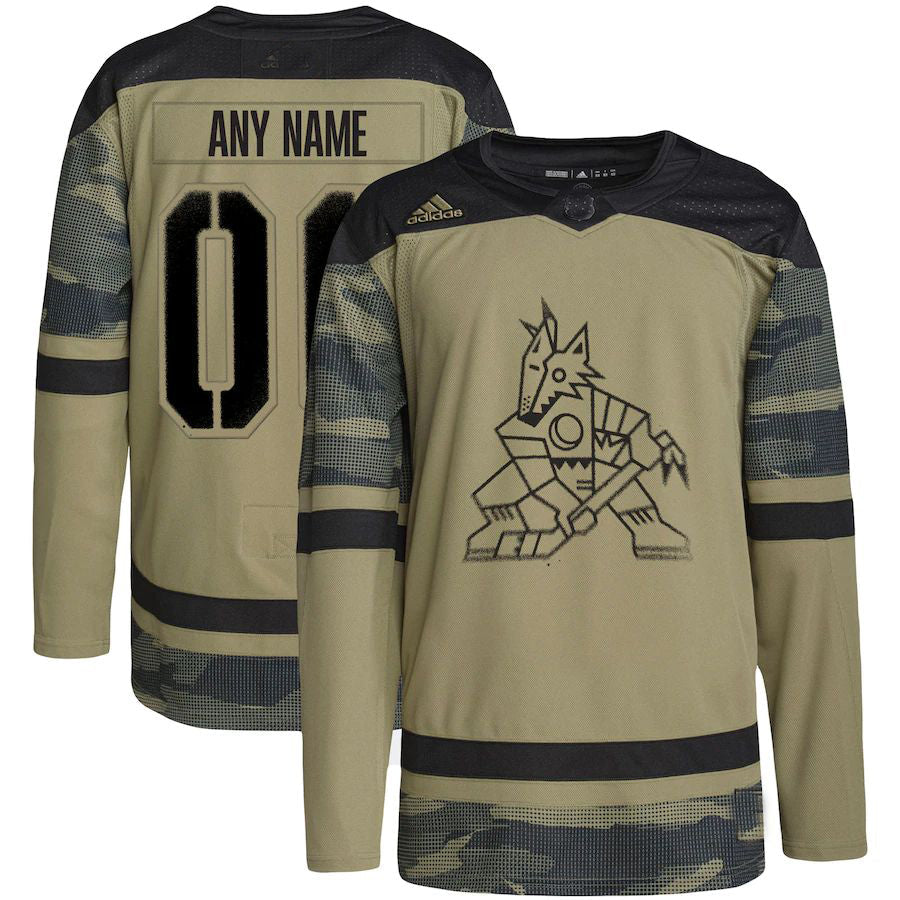 Custom A.Coyotes Military Appreciation Team Authentic Custom Practice Jersey Camo Stitched American Hockey Jerseys - Main View