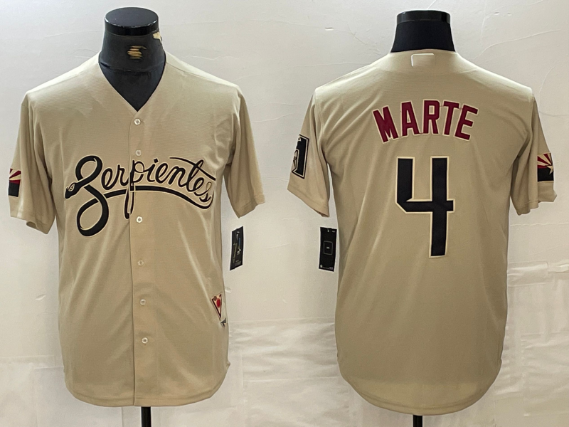 Arizona Diamondback #4 Ketel Marte 2021 Gold City Connect Cool Base Stitched Baseball Jerseys - Main View