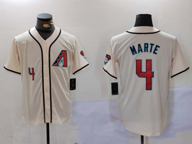 Arizona Diamondback #4 Ketel Marte Number Cream Cool Base Limited Stitched Stitches Baseball Jerseys - Main View