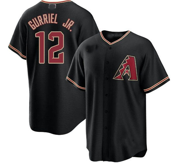 Arizona Diamondbacks #12 Lourdes Gurriel Jr. Black Cool Base Stitched Baseball Jersey - Main View