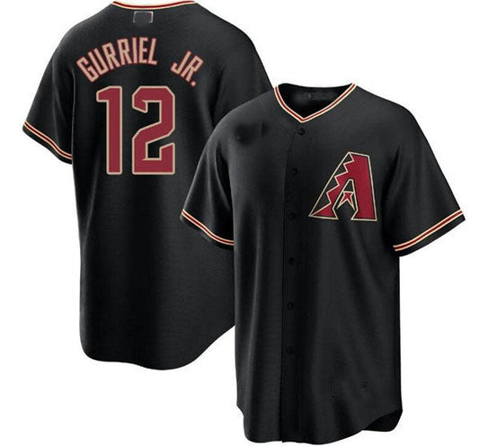 Arizona Diamondbacks #12 Lourdes Gurriel Jr. Black Cool Base Stitched Baseball Jersey - Main View