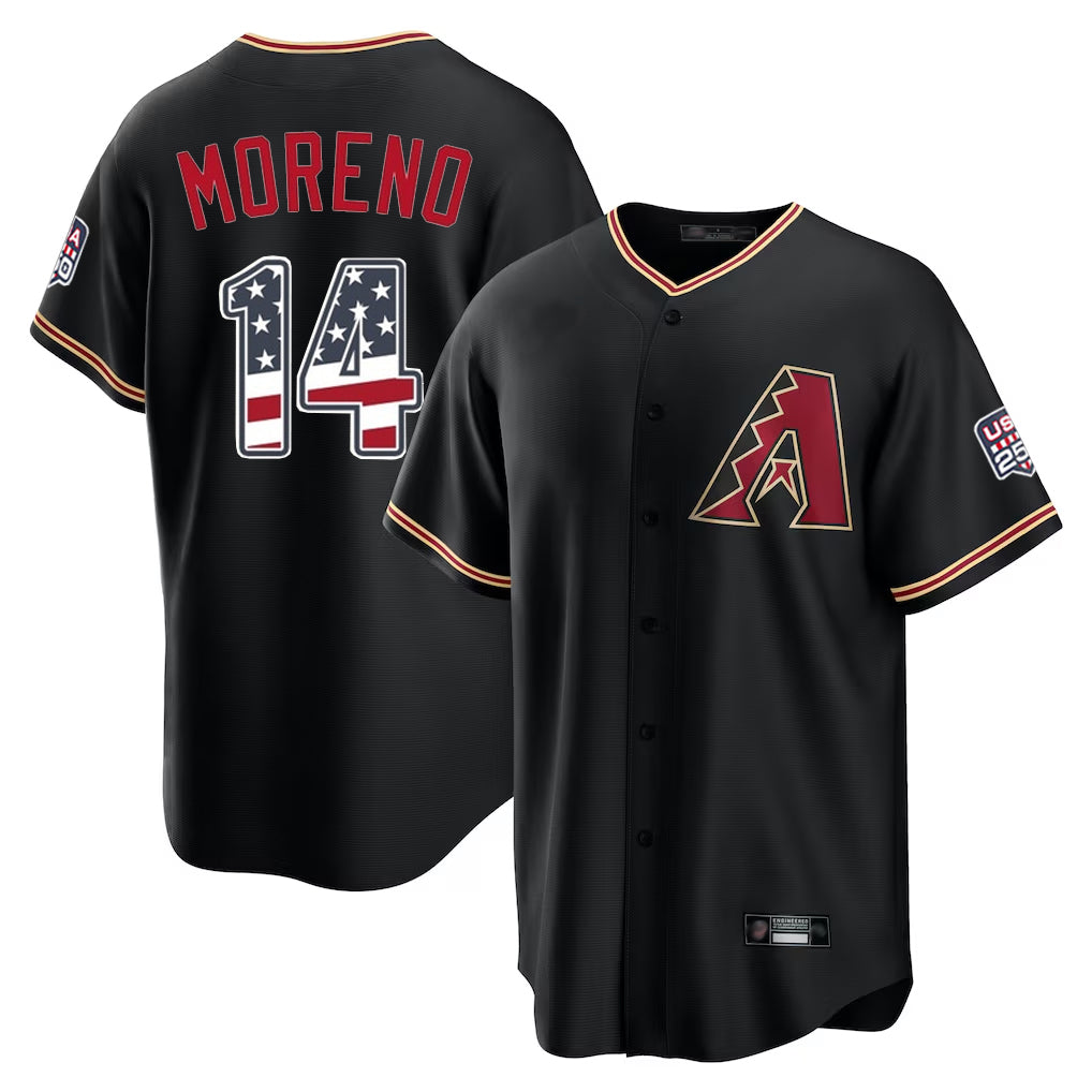 Arizona Diamondbacks #14 Gabriel Moreno Player Black USA 250 Fourth of July Game Home Stitched Baseball Jersey - Main View