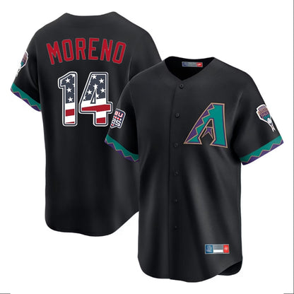 Arizona Diamondbacks #14 Gabriel Moreno Player Black USA 250 Fourth of July Home Game Stitched Baseball Jersey - Main View