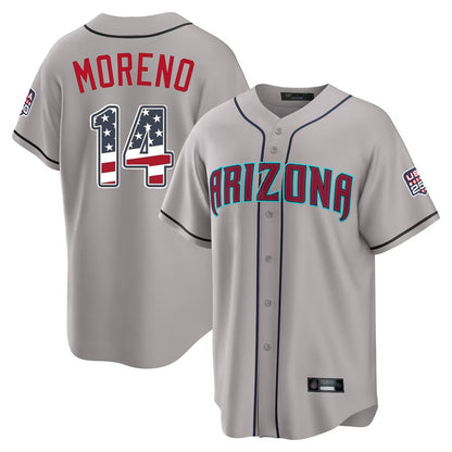 Arizona Diamondbacks #14 Gabriel Moreno Player Gray USA 250 Fourth of July Home Game Stitched Baseball Jersey - Main View