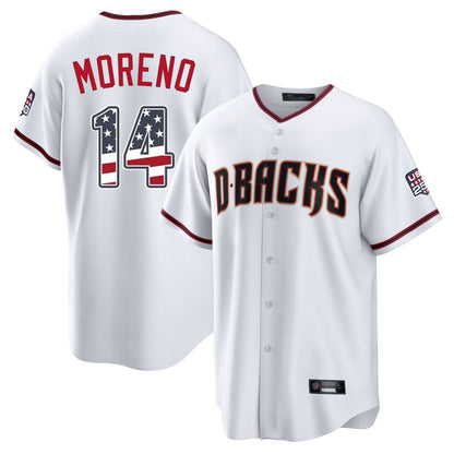 Arizona Diamondbacks #14 Gabriel Moreno Player White USA 250 Fourth of July Home Game Stitched Baseball Jersey - Main View