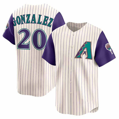 Arizona Diamondbacks #20 Luis Gonzalez Cream Throwback Cooperstown Collection Limited Stitched Baseball Jersey - Main View