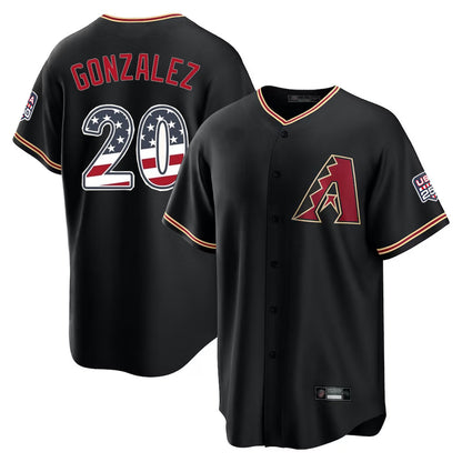 Arizona Diamondbacks #20 Luis Gonzalez Player Black USA 250 Fourth of July Game Home Stitched Baseball Jersey - Main View