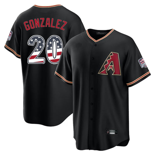 Arizona Diamondbacks #20 Luis Gonzalez Player Black USA 250 Fourth of July Game Home Stitched Baseball Jersey - Main View