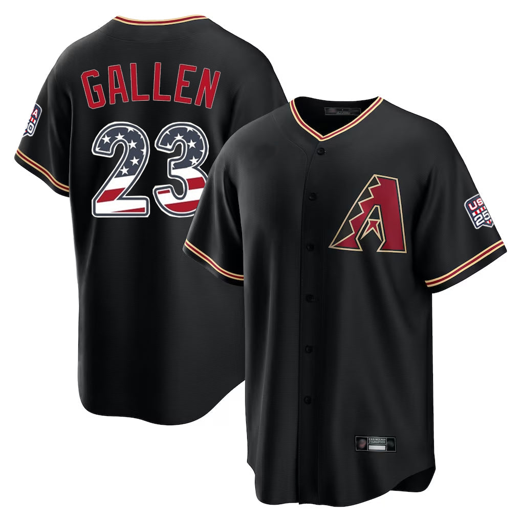 Arizona Diamondbacks #23 Zac Gallen Player Black USA 250 Fourth of July Game Home Stitched Baseball Jersey - Main View