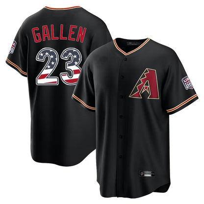 Arizona Diamondbacks #23 Zac Gallen Player Black USA 250 Fourth of July Game Home Stitched Baseball Jersey - Main View