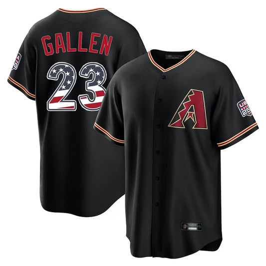 Arizona Diamondbacks #23 Zac Gallen Player Black USA 250 Fourth of July Game Home Stitched Baseball Jersey - Main View