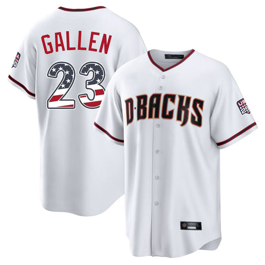 Arizona Diamondbacks #23 Zac Gallen Player White USA 250 Fourth of July Home Game Stitched Baseball Jersey - Main View