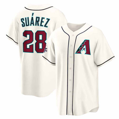 Arizona Diamondbacks #28 Eugenio Suárez 2025 All-Star Game Home Replica Player Jersey - Cream Baseball Jersey - Main View