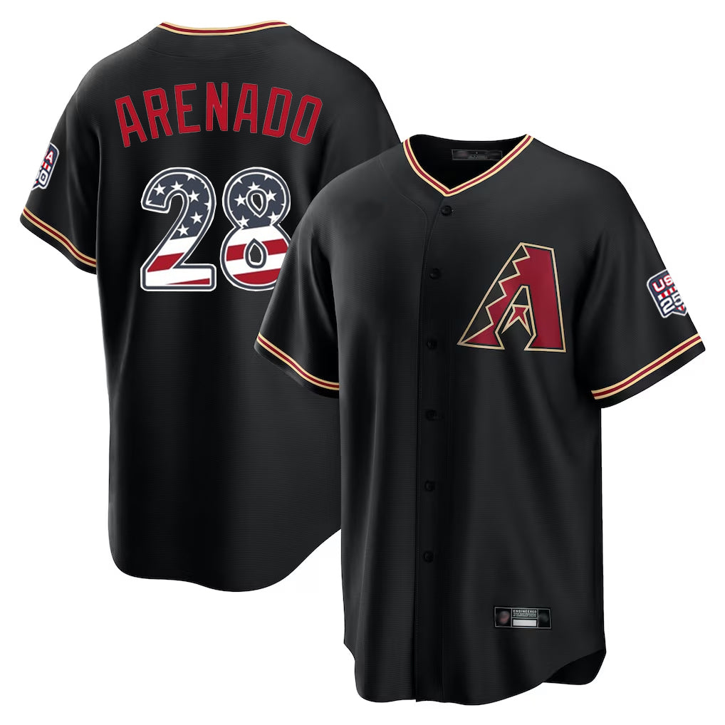 Arizona Diamondbacks #28 Nolan Arenado Player Black USA 250 Fourth of July Game Home Stitched Baseball Jersey - Main View