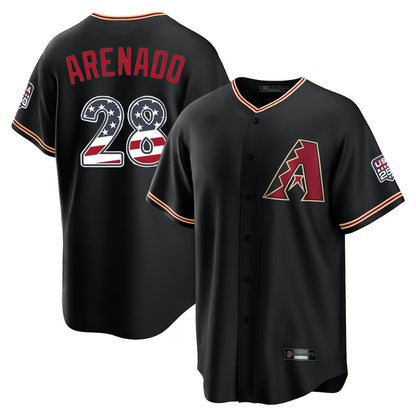Arizona Diamondbacks #28 Nolan Arenado Player Black USA 250 Fourth of July Game Home Stitched Baseball Jersey - Main View