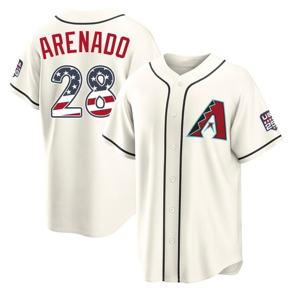Arizona Diamondbacks #28 Nolan Arenado Player Cream USA 250 Fourth of July Home Game Stitched Baseball Jersey - Main View