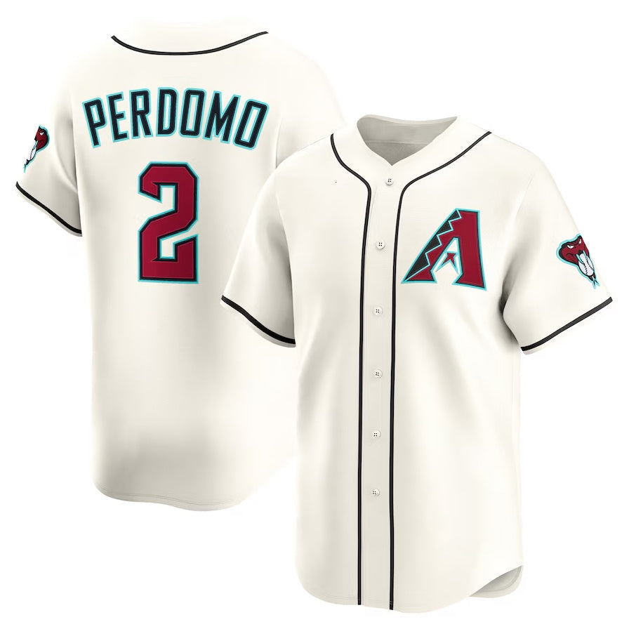 Arizona Diamondbacks #2 Geraldo Perdomo Alternate Limited Player Jersey - Cream Stitched Baseball Jersey - Main View