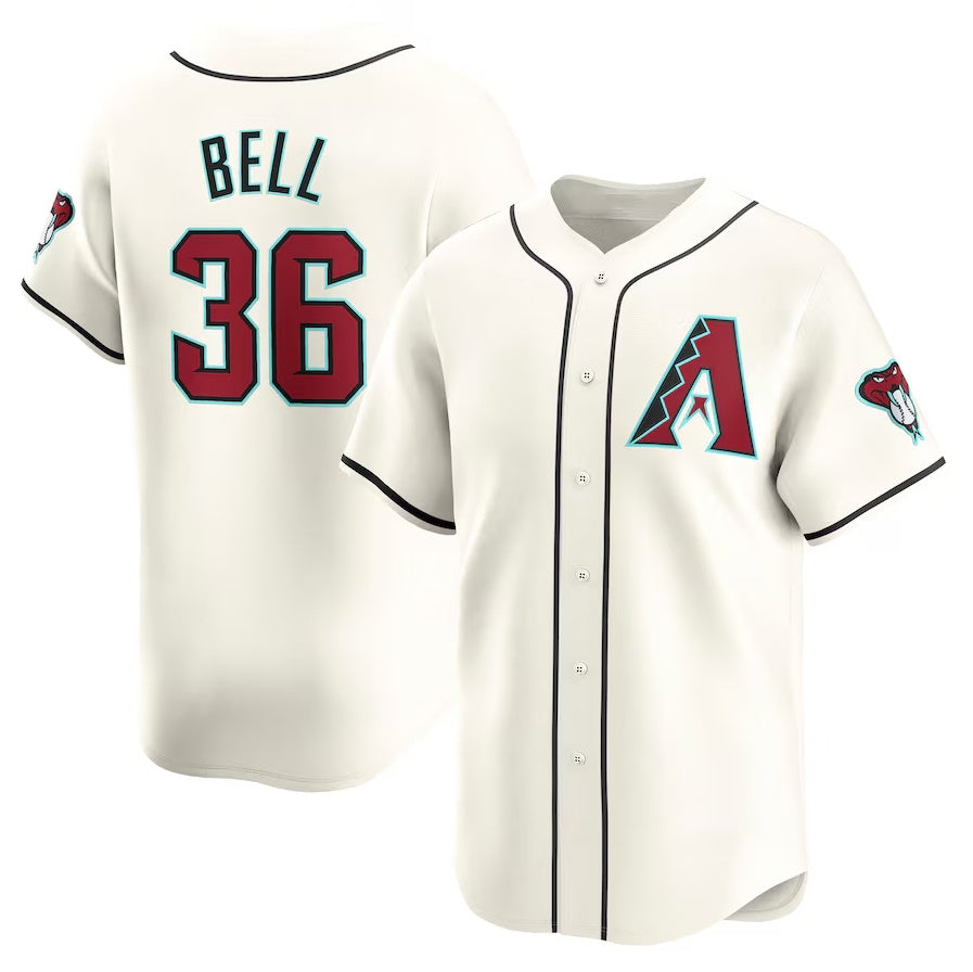 Arizona Diamondbacks #36 Josh Bell Home Limited Player Jersey – Cream Stitched Baseball Jersey - Main View