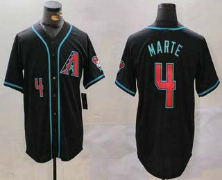 Arizona Diamondbacks #4 Ketel Marte Number Black Cool Base Limited Stitched Baseball Jerseys - Main View