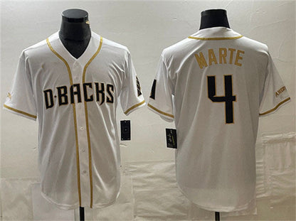 Arizona Diamondbacks #4 Ketel Marte White Gold Cool Base Stitched Baseball Jersey - Main View