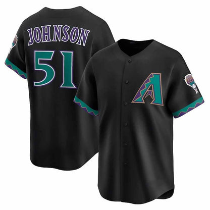 Arizona Diamondbacks #51 Randy Johnson Black Throwback Cooperstown Collection Limited Stitched Baseball Jersey - Main View
