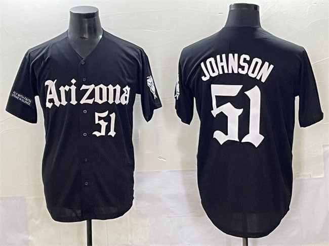 Arizona Diamondbacks #51 Randy Johnson Black 'Gothic Desert Fang Edition' Vapor Premier Limited Stitched Baseball Jersey - Main View