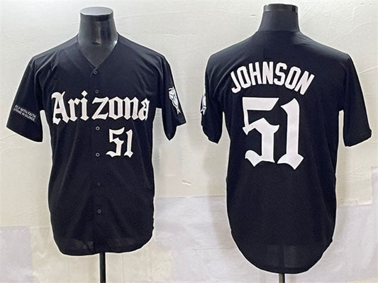 Arizona Diamondbacks #51 Randy Johnson Black 'Gothic Desert Fang Edition' Vapor Premier Limited Stitched Baseball Jersey - Main View