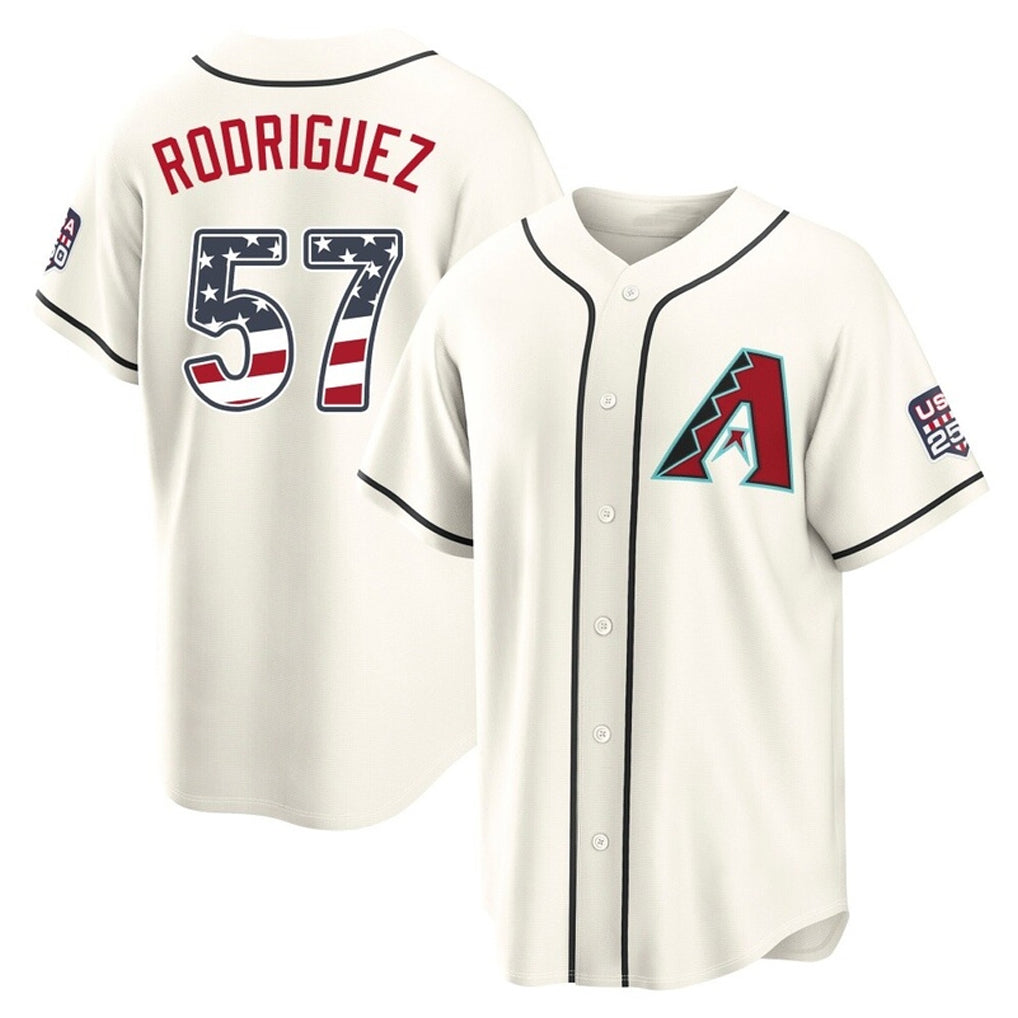 Arizona Diamondbacks #57 Eduardo Rodriguez Player Cream USA 250 Fourth of July Home Game Stitched Baseball Jersey - Main View