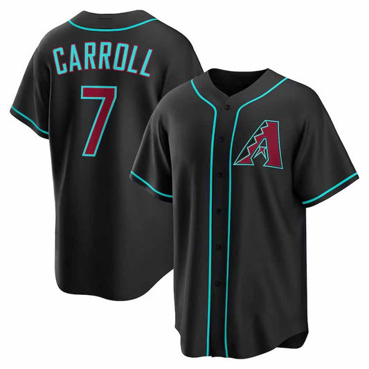 Arizona Diamondbacks #7 Corbin Carroll Black Alternate Replica Stitched Baseball Jersey - Main View