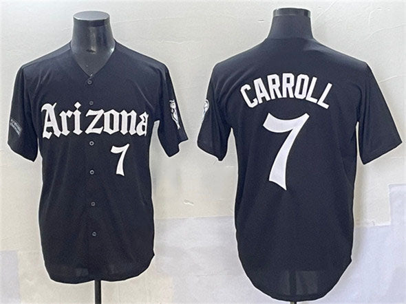 Arizona Diamondbacks #7 Corbin Carroll Black 'Gothic Desert Fang Edition' Vapor Limited Stitched Baseball Jersey - Main View