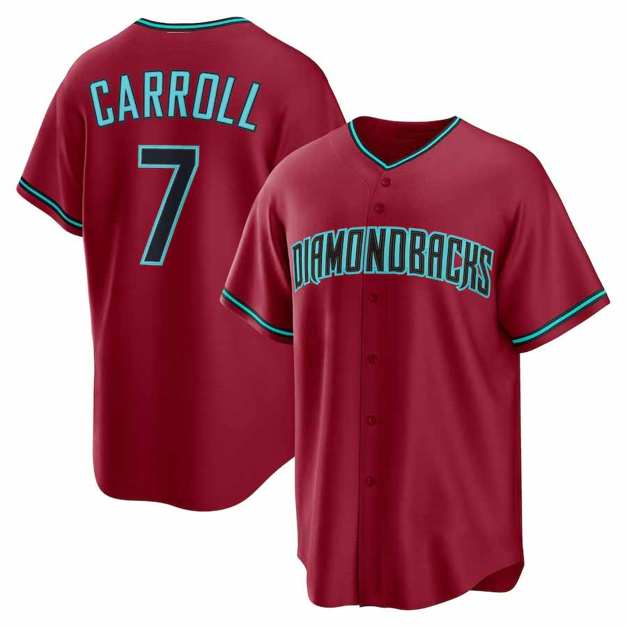Arizona Diamondbacks #7 Corbin Carroll Red Alternate 2 Replica Stitched Baseball Jersey - Main View