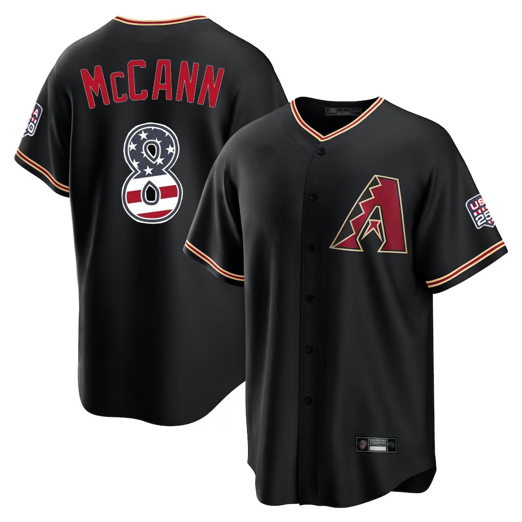 Arizona Diamondbacks #8 James McCann Player Black USA 250 Fourth of July Game Home Stitched Baseball Jersey - Main View