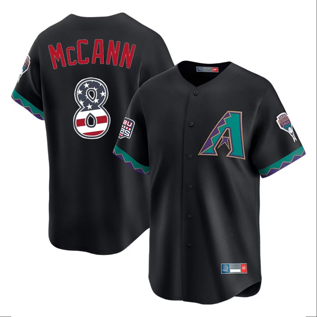 Arizona Diamondbacks #8 James McCann Player Black USA 250 Fourth of July Home Game Stitched Baseball Jersey - Main View