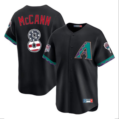 Arizona Diamondbacks #8 James McCann Player Black USA 250 Fourth of July Home Game Stitched Baseball Jersey - Main View