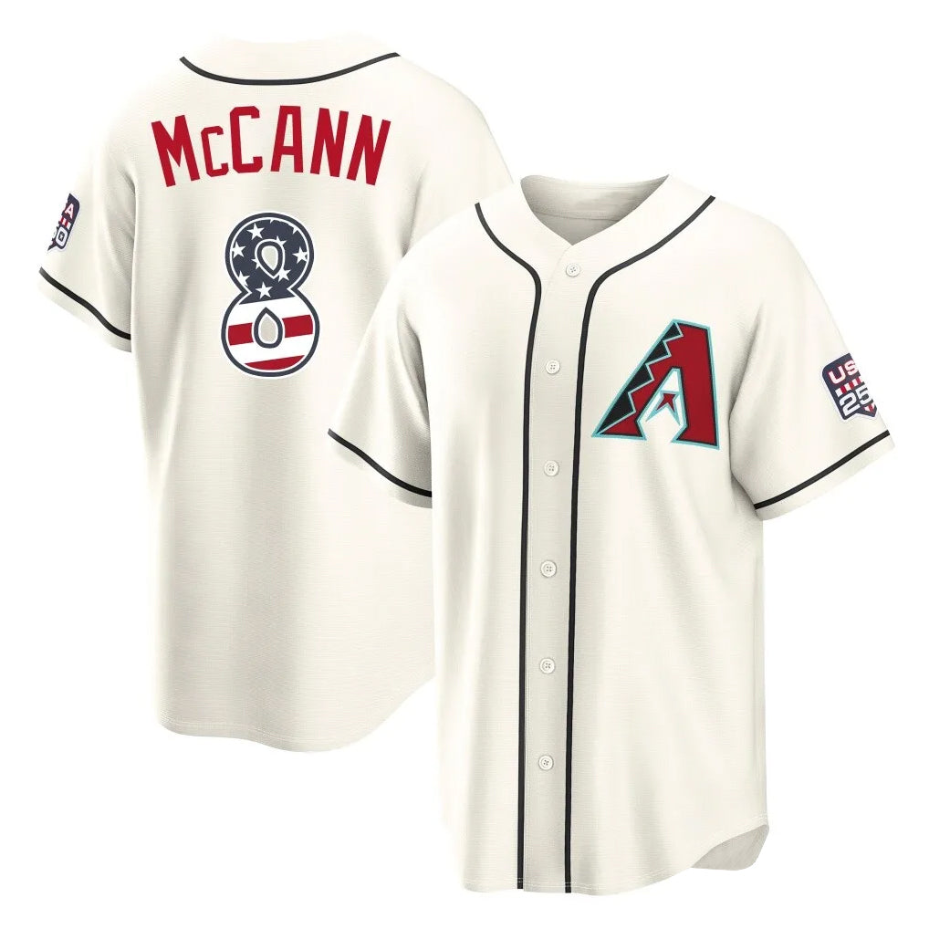 Arizona Diamondbacks #8 James McCann Player Cream USA 250 Fourth of July Home Game Stitched Baseball Jersey - Main View
