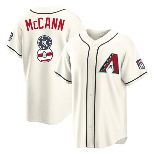 Arizona Diamondbacks #8 James McCann Player Cream USA 250 Fourth of July Home Game Stitched Baseball Jersey - Main View