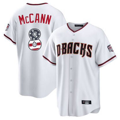 Arizona Diamondbacks #8 James McCann Player White USA 250 Fourth of July Home Game Stitched Baseball Jersey - Main View