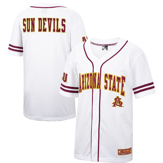 A.State Sun Devils Colosseum Free Spirited Baseball Jersey  White Maroon Stitched American College Jerseys - Main View