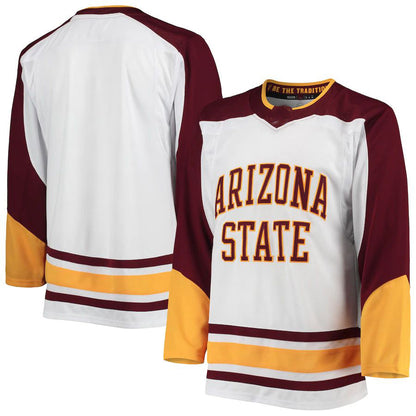 A.State Sun Devils Throwback Alternate Hockey Jersey  White Maroon Stitched American College Jerseys - Main View